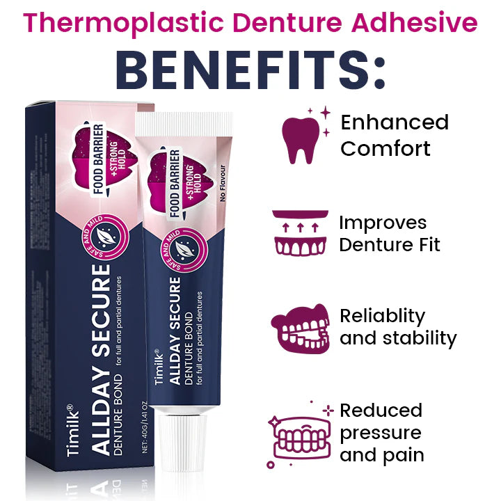 Timilk® AllDay Secure Denture Bond-Fit Seal,Secure Hold Up to 4 Days