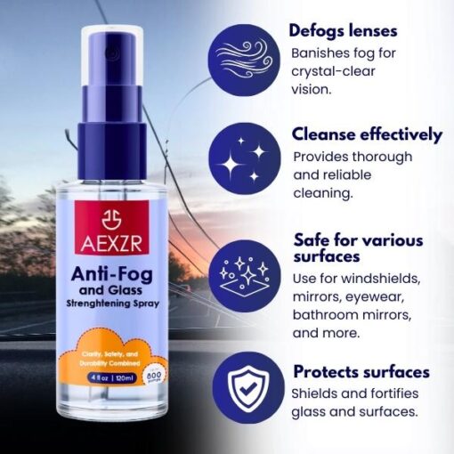 AEXZR™ anti-fog and glass hardening spray