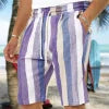 Men\'s Casual Lightweight Drawstring Elastic Waist Beach Shorts With Pockets