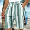 Men\'s Casual Lightweight Drawstring Elastic Waist Beach Shorts With Pockets