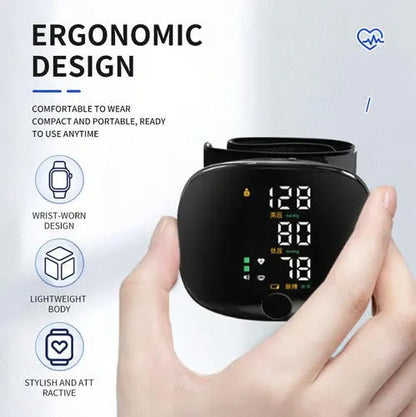 Rechargeable Wrist Blood Pressure with LED Touch Screen, Voice Broadcast & 99x2 Memory — Accurate Home BP Tracking Made Simple,5.3 - 7.6 inches